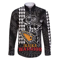 Aloha Spirit Ikaika Warrior Helmet Family Matching Mermaid Dress and Hawaiian Shirt LT9 Dad's Shirt - Long Sleeve Black - Polynesian Pride