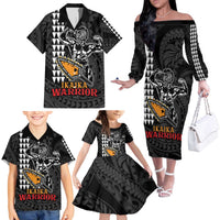 Aloha Spirit Ikaika Warrior Helmet Family Matching Off The Shoulder Long Sleeve Dress and Hawaiian Shirt LT9 - Polynesian Pride