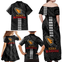Aloha Spirit Ikaika Warrior Helmet Family Matching Off Shoulder Maxi Dress and Hawaiian Shirt LT9 - Polynesian Pride