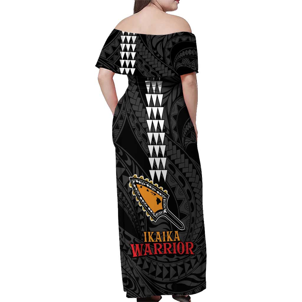 Aloha Spirit Ikaika Warrior Helmet Family Matching Off Shoulder Maxi Dress and Hawaiian Shirt LT9 - Polynesian Pride