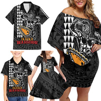 Aloha Spirit Ikaika Warrior Helmet Family Matching Off Shoulder Short Dress and Hawaiian Shirt LT9 - Polynesian Pride