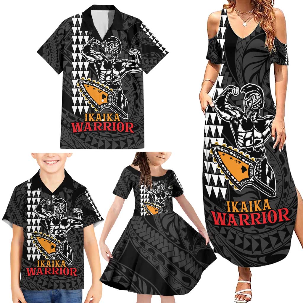 Aloha Spirit Ikaika Warrior Helmet Family Matching Summer Maxi Dress and Hawaiian Shirt LT9 - Polynesian Pride