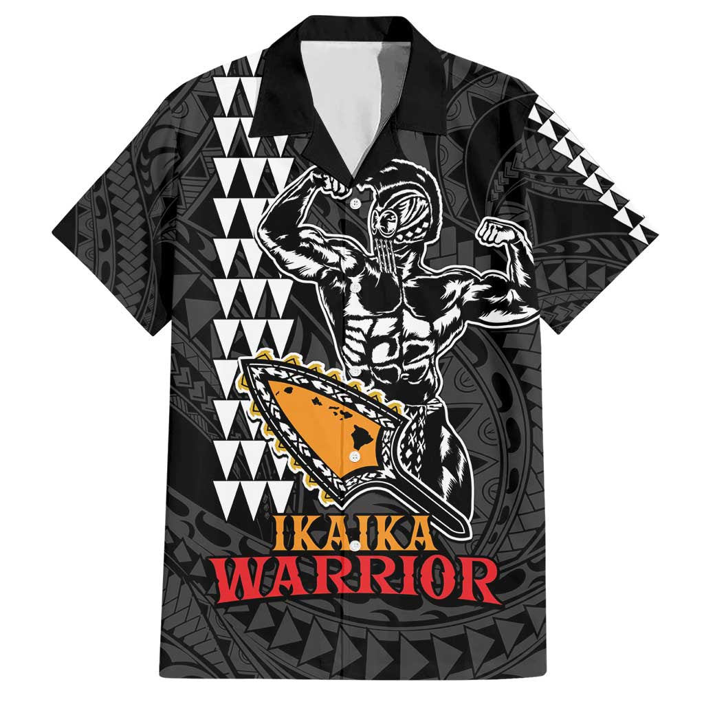 Aloha Spirit Ikaika Warrior Helmet Hawaiian Shirt LT9 Black - Polynesian Pride