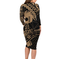 Ikaika Hawaiian Mythic Koa Tribal Warrior Family Matching Long Sleeve Bodycon Dress and Hawaiian Shirt LT9 - Polynesian Pride
