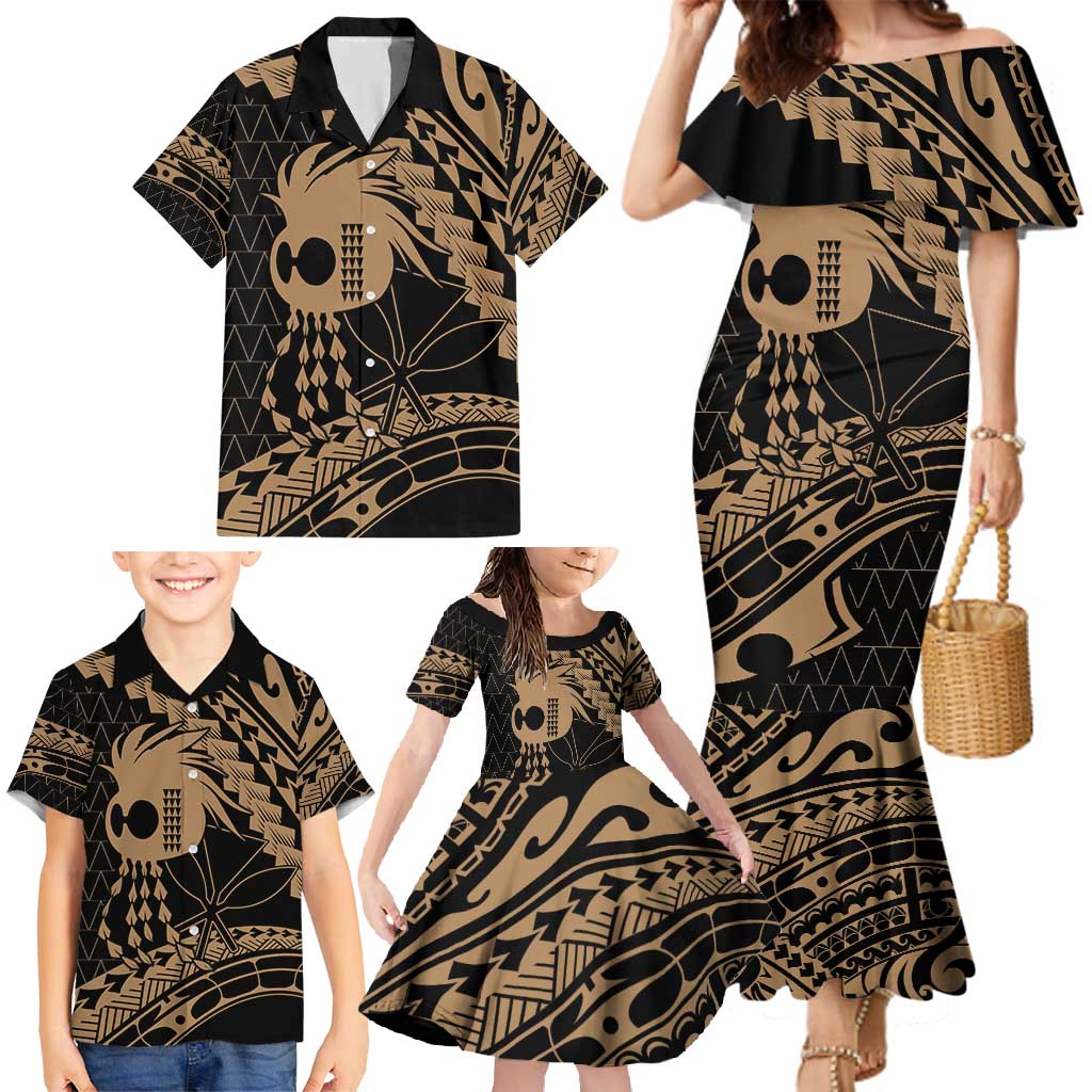 Ikaika Hawaiian Mythic Koa Tribal Warrior Family Matching Mermaid Dress and Hawaiian Shirt LT9 - Polynesian Pride