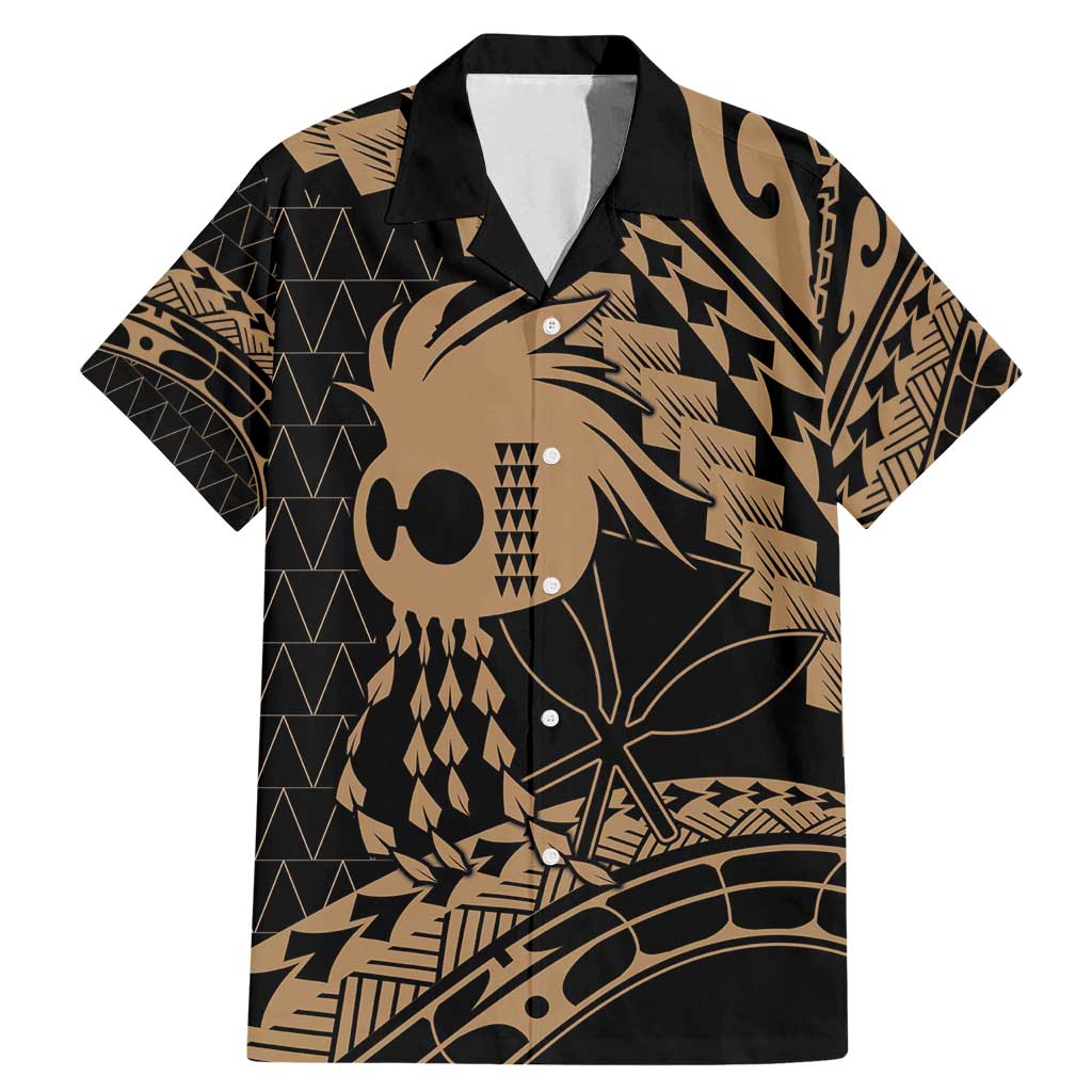 Ikaika Hawaiian Mythic Koa Tribal Warrior Family Matching Mermaid Dress and Hawaiian Shirt LT9 Dad's Shirt - Short Sleeve Gold - Polynesian Pride
