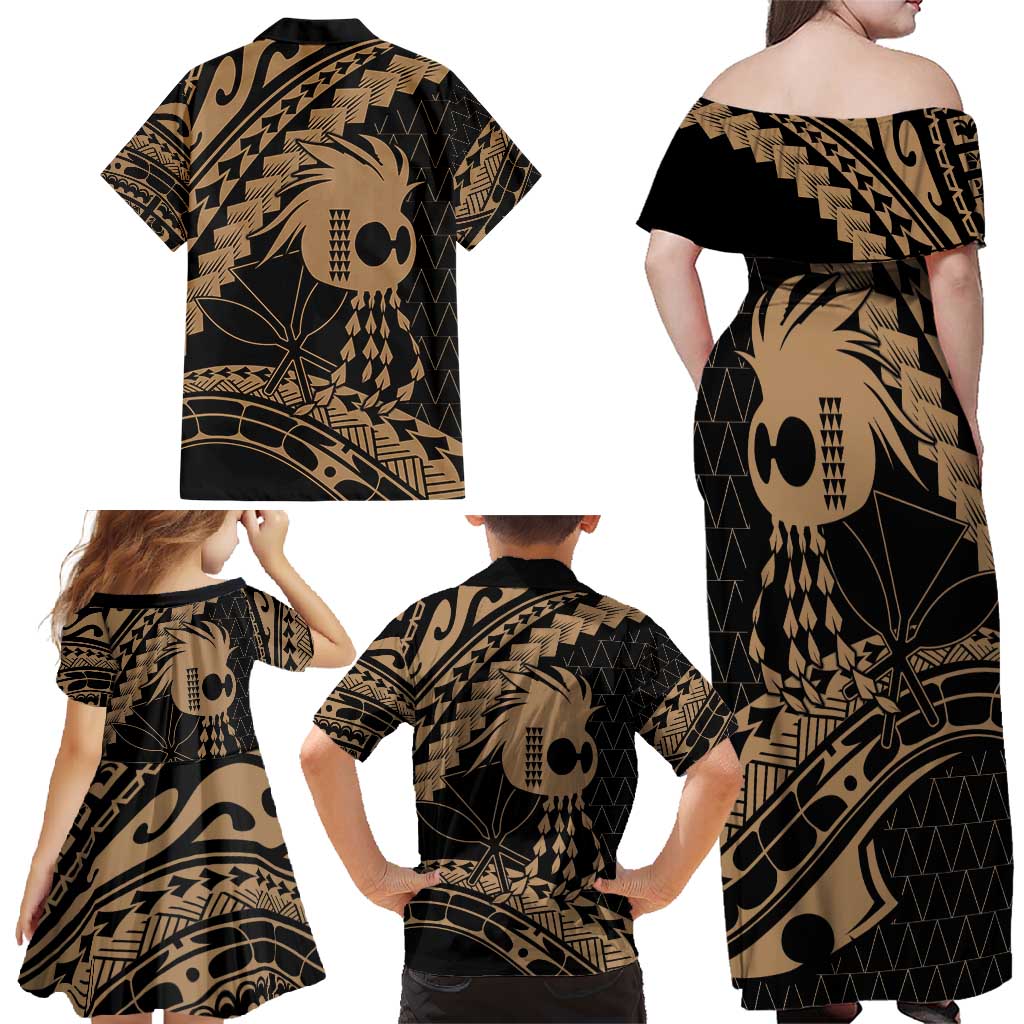 Ikaika Hawaiian Mythic Koa Tribal Warrior Family Matching Off Shoulder Maxi Dress and Hawaiian Shirt LT9 - Polynesian Pride