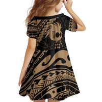 Ikaika Hawaiian Mythic Koa Tribal Warrior Family Matching Off Shoulder Short Dress and Hawaiian Shirt LT9 - Polynesian Pride