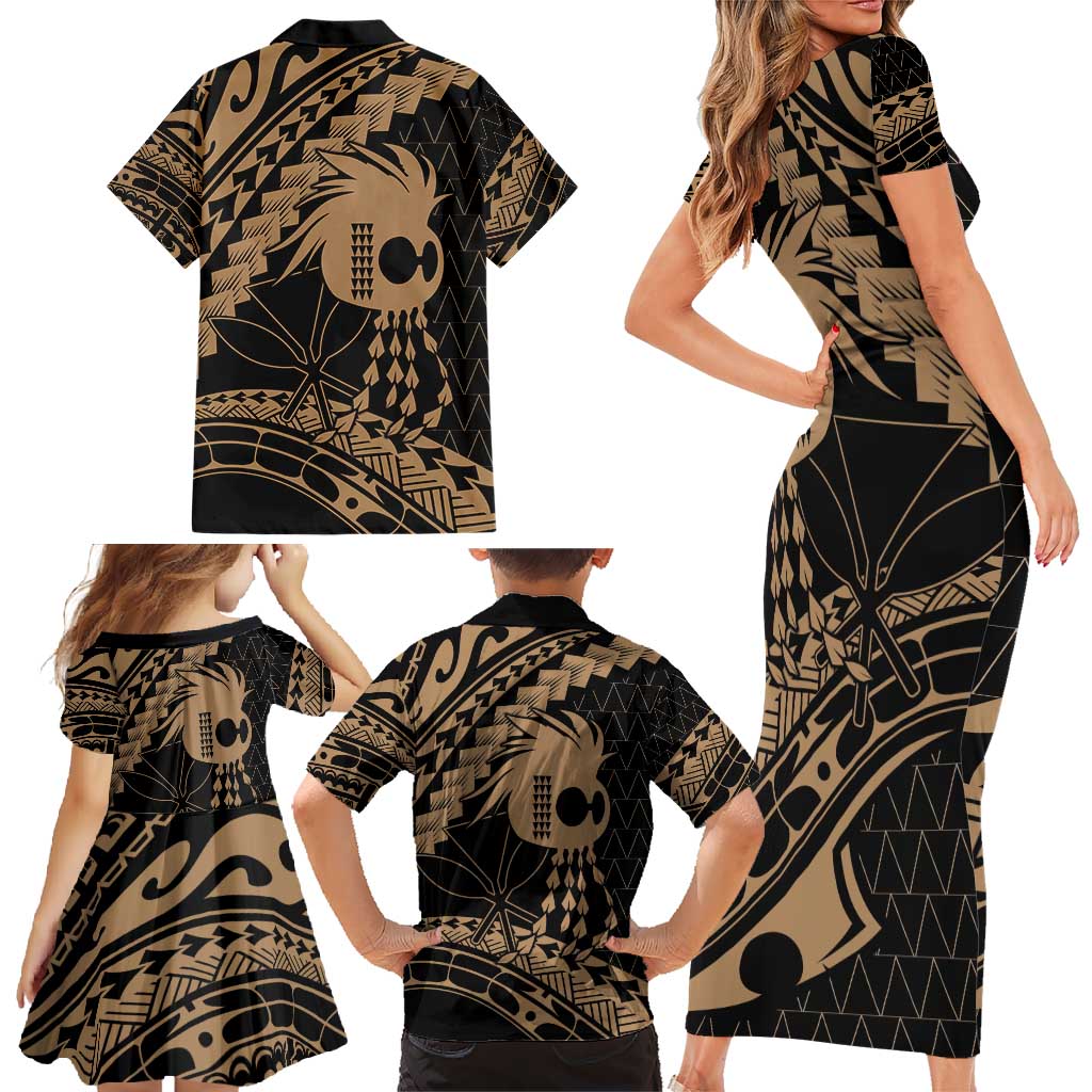 Ikaika Hawaiian Mythic Koa Tribal Warrior Family Matching Short Sleeve Bodycon Dress and Hawaiian Shirt LT9 - Polynesian Pride