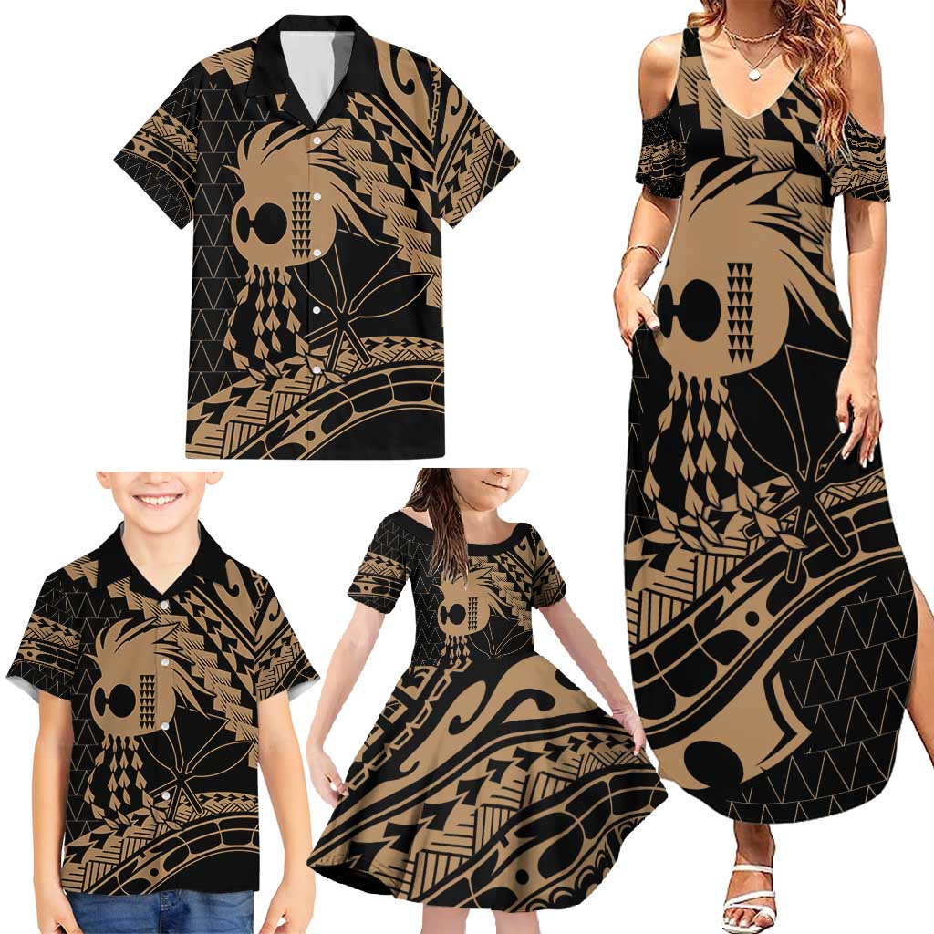 Ikaika Hawaiian Mythic Koa Tribal Warrior Family Matching Summer Maxi Dress and Hawaiian Shirt LT9 - Polynesian Pride