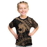 Ikaika Hawaiian Mythic Koa Tribal Warrior Kid T Shirt LT9 Gold - Polynesian Pride