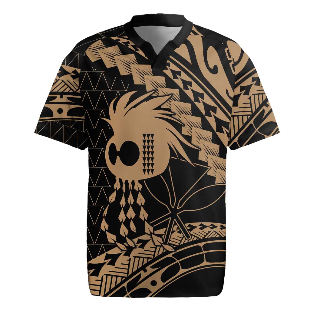 Ikaika Hawaiian Mythic Koa Tribal Warrior Rugby Jersey LT9 Gold - Polynesian Pride