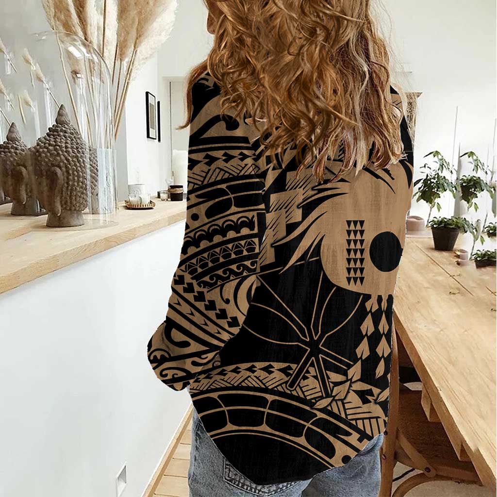 Ikaika Hawaiian Mythic Koa Tribal Warrior Women Casual Shirt