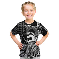 Koa Ikaika Warrior Helmet with Shark Kid T Shirt Black Kakau Style LT9 Black - Polynesian Pride