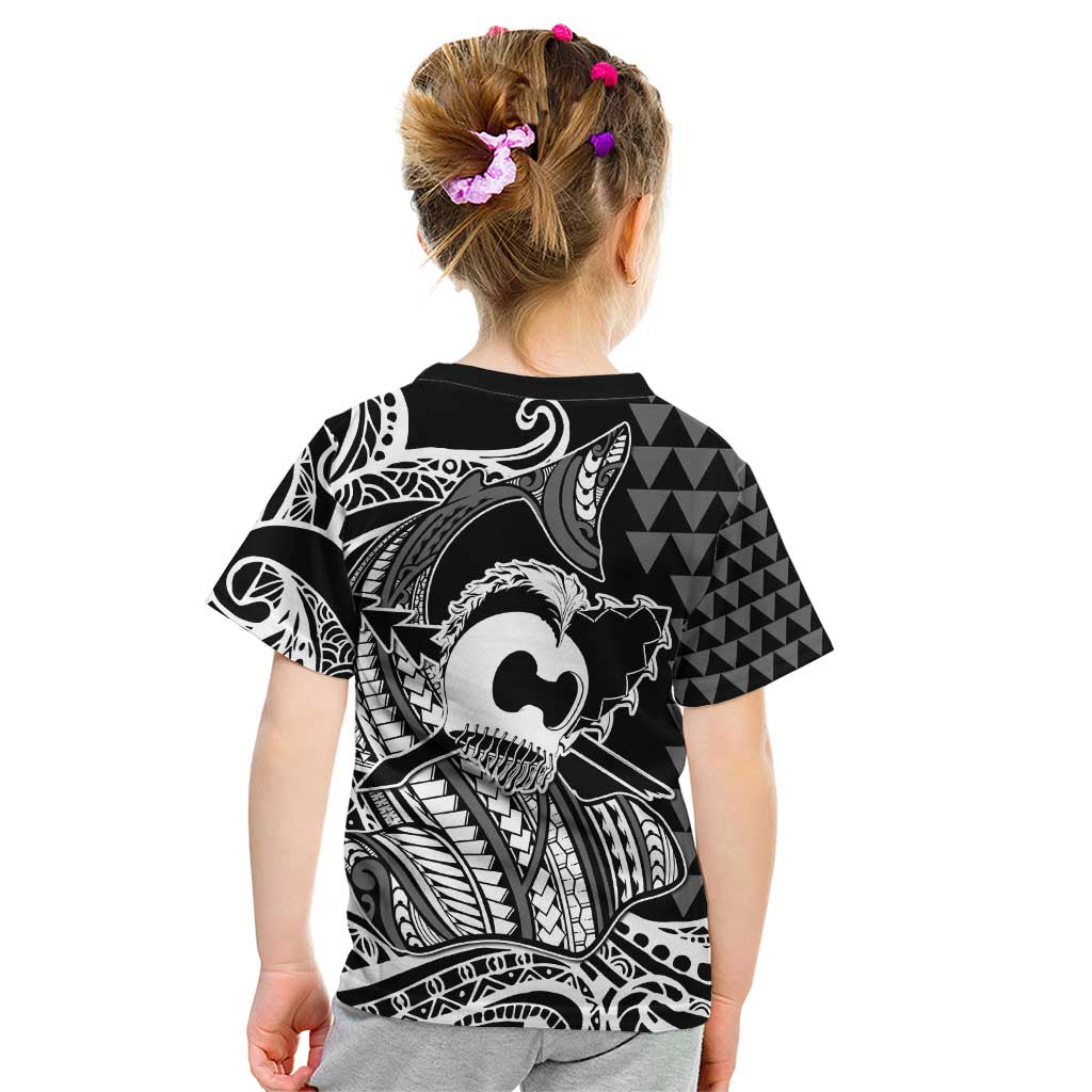 Koa Ikaika Warrior Helmet with Shark Kid T Shirt Black Kakau Style LT9 - Polynesian Pride