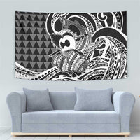 Koa Ikaika Warrior Helmet with Shark Tapestry Black Kakau Style LT9 - Polynesian Pride