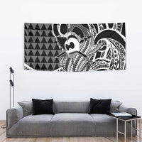 Koa Ikaika Warrior Helmet with Shark Tapestry Black Kakau Style LT9 - Polynesian Pride