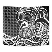 Koa Ikaika Warrior Helmet with Shark Tapestry Black Kakau Style LT9 - Polynesian Pride