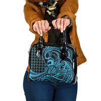 Koa Ikaika Warrior Helmet with Shark Shoulder Handbag Blue Kakau Style LT9 One Size Blue - Polynesian Pride