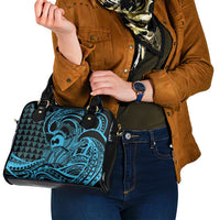 Koa Ikaika Warrior Helmet with Shark Shoulder Handbag Blue Kakau Style LT9 - Polynesian Pride