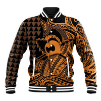 Koa Ikaika Warrior Helmet with Shark Baseball Jacket Gold Kakau Style