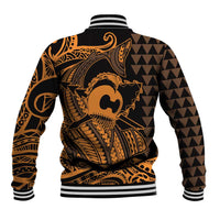Koa Ikaika Warrior Helmet with Shark Baseball Jacket Gold Kakau Style
