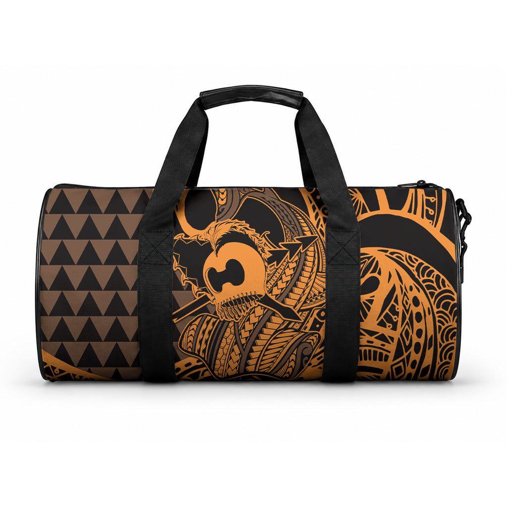 Koa Ikaika Warrior Helmet with Shark Duffle Bag Gold Kakau Style LT9 One size Gold - Polynesian Pride