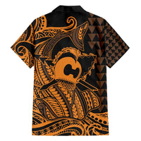 Koa Ikaika Warrior Helmet with Shark Family Matching Summer Maxi Dress and Hawaiian Shirt Gold Kakau Style LT9 - Polynesian Pride