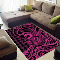 Koa Ikaika Warrior Helmet with Shark Area Rug Pink Kakau Style LT9 - Polynesian Pride