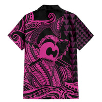 Koa Ikaika Warrior Helmet with Shark Family Matching Mermaid Dress and Hawaiian Shirt Pink Kakau Style LT9 - Polynesian Pride
