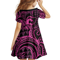 Koa Ikaika Warrior Helmet with Shark Family Matching Off Shoulder Maxi Dress and Hawaiian Shirt Pink Kakau Style LT9 - Polynesian Pride