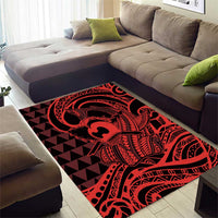 Koa Ikaika Warrior Helmet with Shark Area Rug Red Kakau Style LT9 - Polynesian Pride