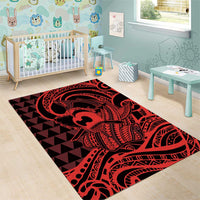 Koa Ikaika Warrior Helmet with Shark Area Rug Red Kakau Style LT9 - Polynesian Pride