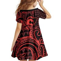Koa Ikaika Warrior Helmet with Shark Family Matching Off The Shoulder Long Sleeve Dress and Hawaiian Shirt Red Kakau Style LT9 - Polynesian Pride