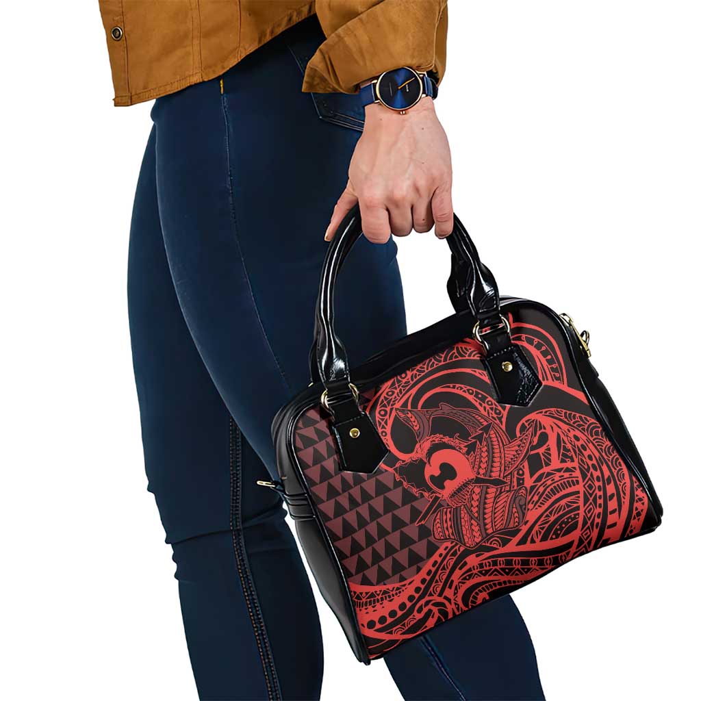 Koa Ikaika Warrior Helmet with Shark Shoulder Handbag Red Kakau Style LT9 - Polynesian Pride