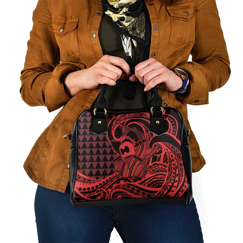 Koa Ikaika Warrior Helmet with Shark Shoulder Handbag Red Kakau Style LT9 - Polynesian Pride