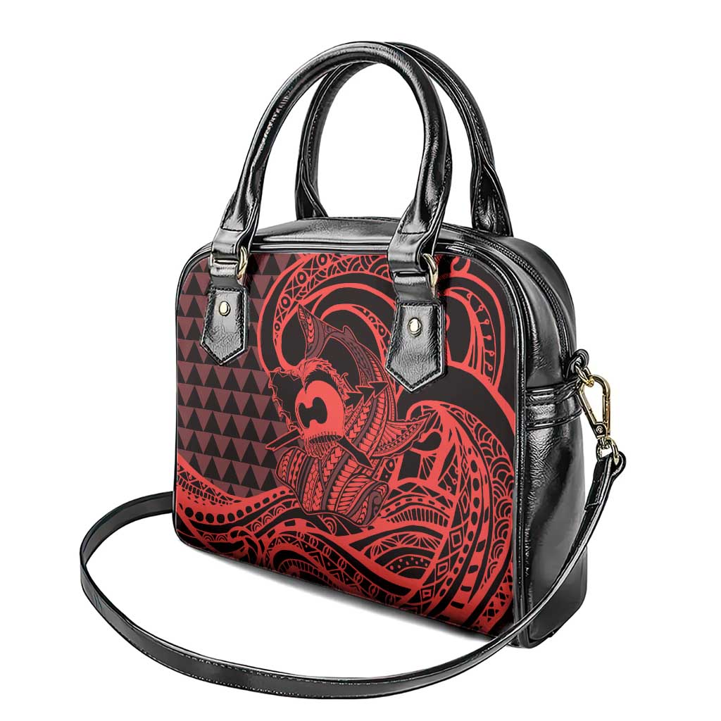 Koa Ikaika Warrior Helmet with Shark Shoulder Handbag Red Kakau Style LT9 - Polynesian Pride