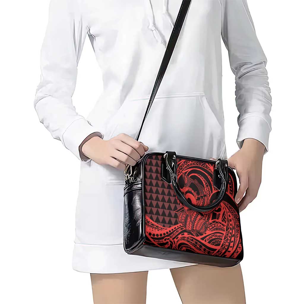 Koa Ikaika Warrior Helmet with Shark Shoulder Handbag Red Kakau Style LT9 - Polynesian Pride