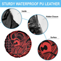 Koa Ikaika Warrior Helmet with Shark Spare Tire Cover Red Kakau Style