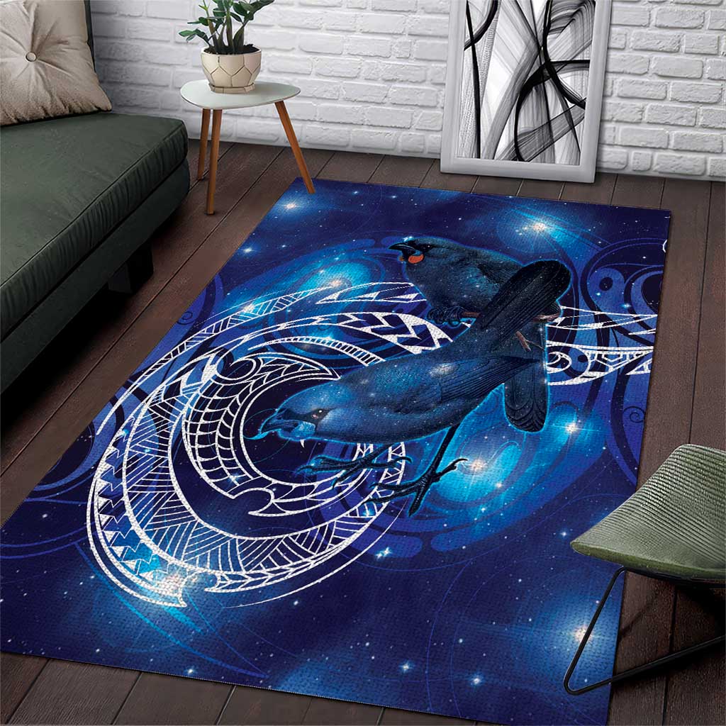North Island Kokako and South Island Kokako Area Rug New Zealand Native Bird with Galaxy Vibe LT9 Galaxy - Polynesian Pride
