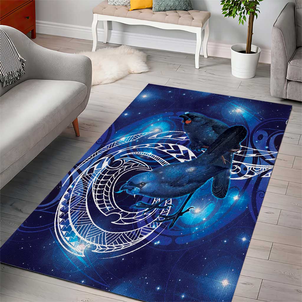 North Island Kokako and South Island Kokako Area Rug New Zealand Native Bird with Galaxy Vibe LT9 - Polynesian Pride