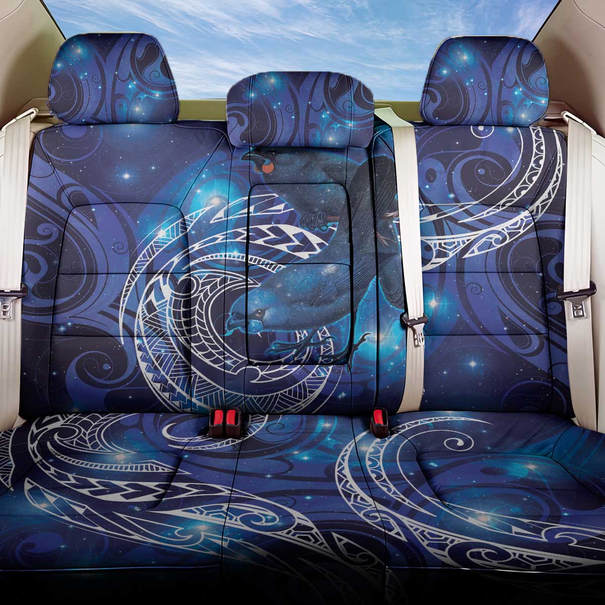 North Island Kokako and South Island Kokako Back Car Seat Cover New Zealand Native Bird with Galaxy Vibe LT9 One Size Galaxy - Polynesian Pride