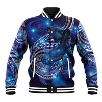North Island Kokako and South Island Kokako Baseball Jacket New Zealand Native Bird with Galaxy Vibe LT9 Unisex Galaxy - Polynesian Pride