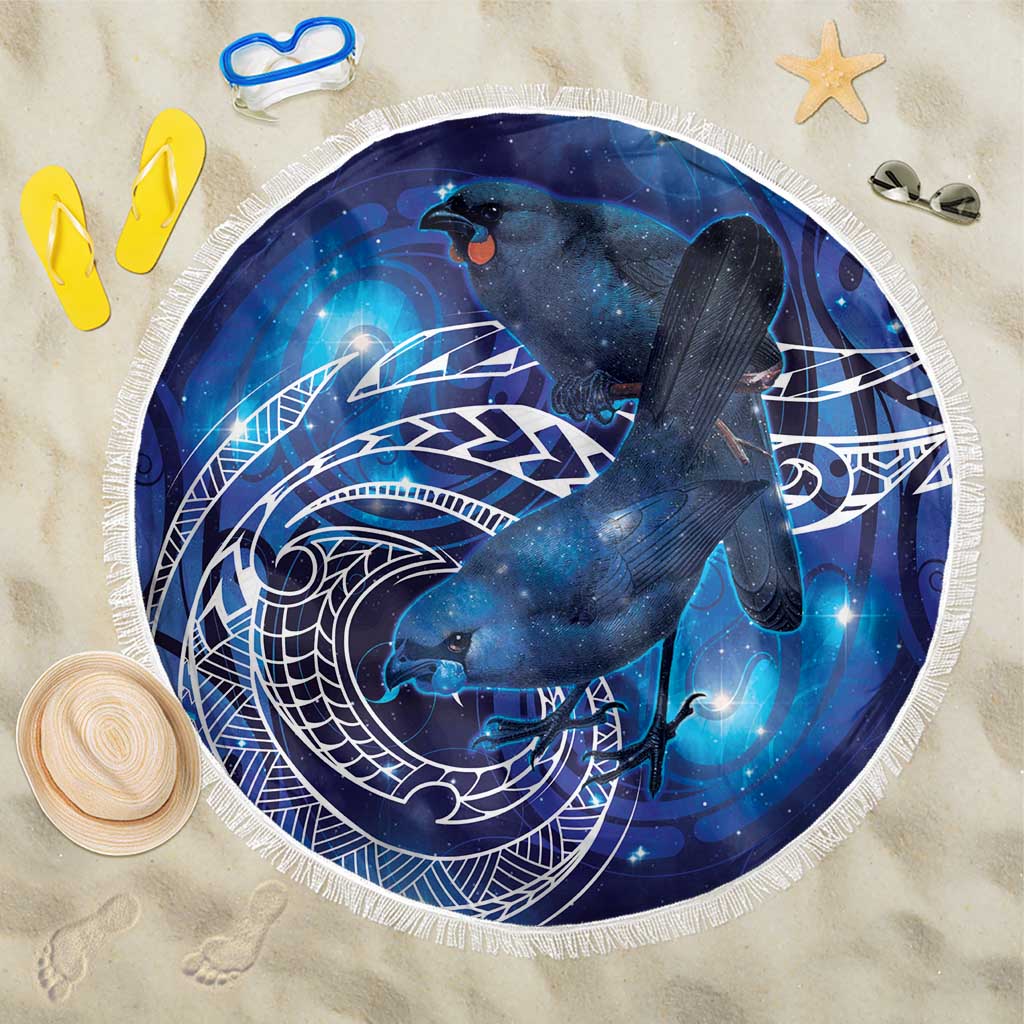 North Island Kokako and South Island Kokako Beach Blanket New Zealand Native Bird with Galaxy Vibe LT9 One Size 150cm Galaxy - Polynesian Pride