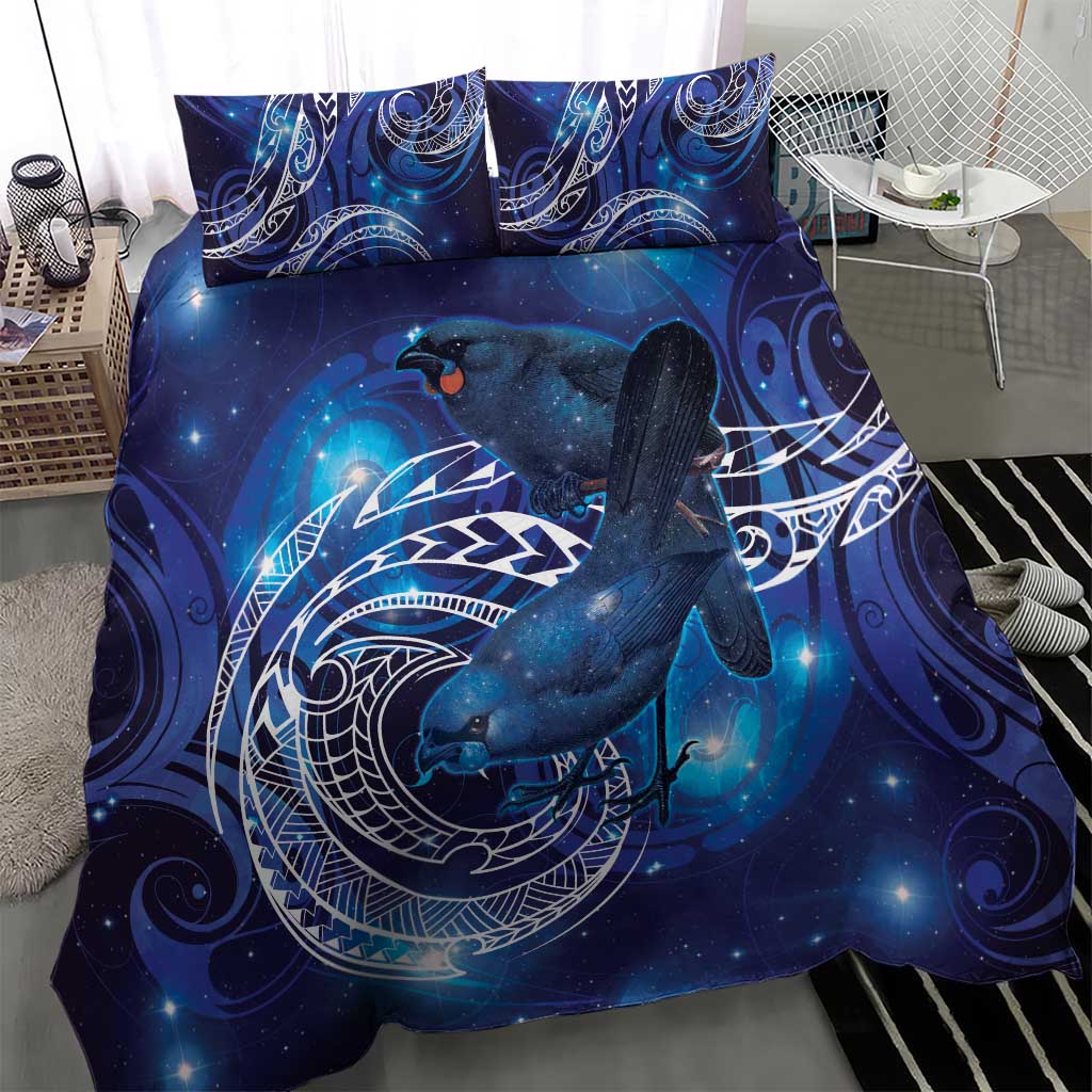 North Island Kokako and South Island Kokako Bedding Set New Zealand Native Bird with Galaxy Vibe LT9 - Polynesian Pride