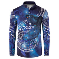 North Island Kokako and South Island Kokako Button Sweatshirt New Zealand Native Bird with Galaxy Vibe LT9 Galaxy - Polynesian Pride