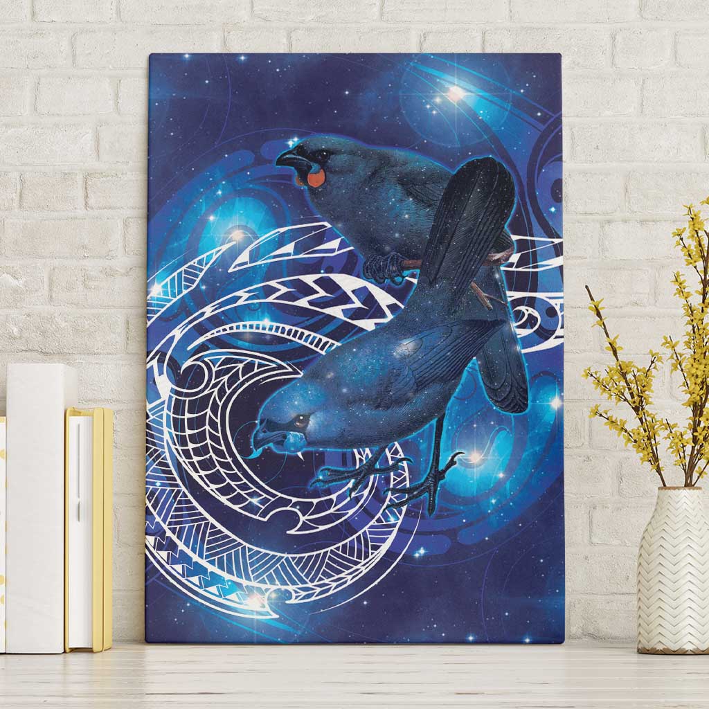 North Island Kokako and South Island Kokako Canvas Wall Art New Zealand Native Bird with Galaxy Vibe LT9 Without Frame Galaxy - Polynesian Pride