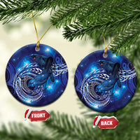 North Island Kokako and South Island Kokako Ceramic Ornament New Zealand Native Bird with Galaxy Vibe LT9 Circle Galaxy - Polynesian Pride