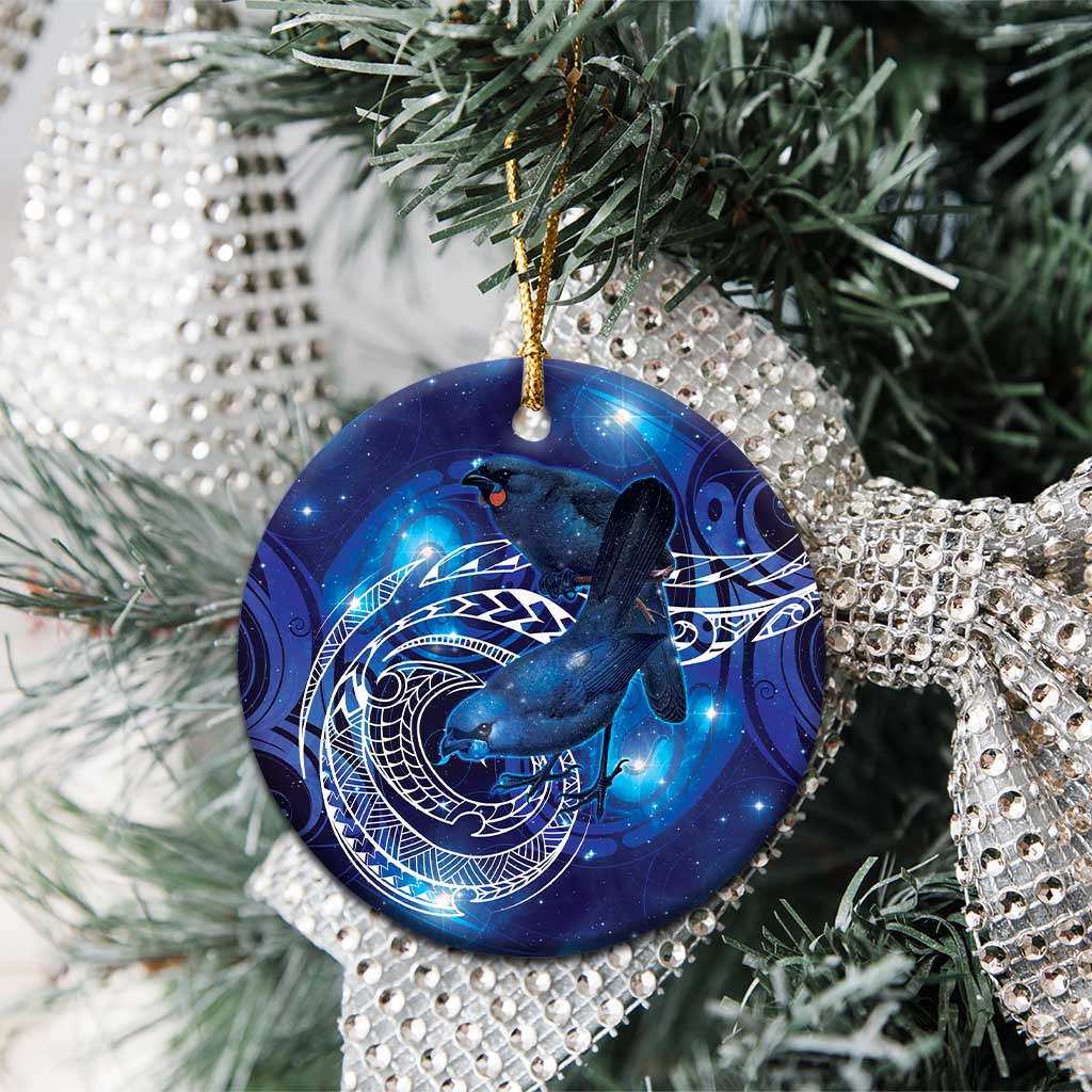 North Island Kokako and South Island Kokako Ceramic Ornament New Zealand Native Bird with Galaxy Vibe LT9 - Polynesian Pride