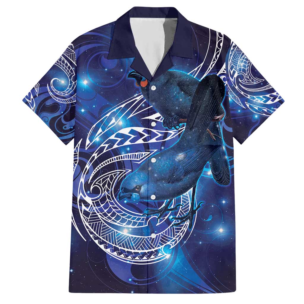 North Island Kokako and South Island Kokako Hawaiian Shirt New Zealand Native Bird with Galaxy Vibe LT9 Galaxy - Polynesian Pride